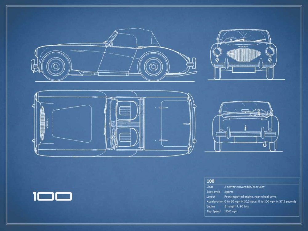 Austin-Healey 100-Blue art print by Mark Rogan for $57.95 CAD