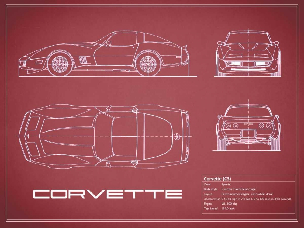Corvette C3-Maroon art print by Mark Rogan for $57.95 CAD