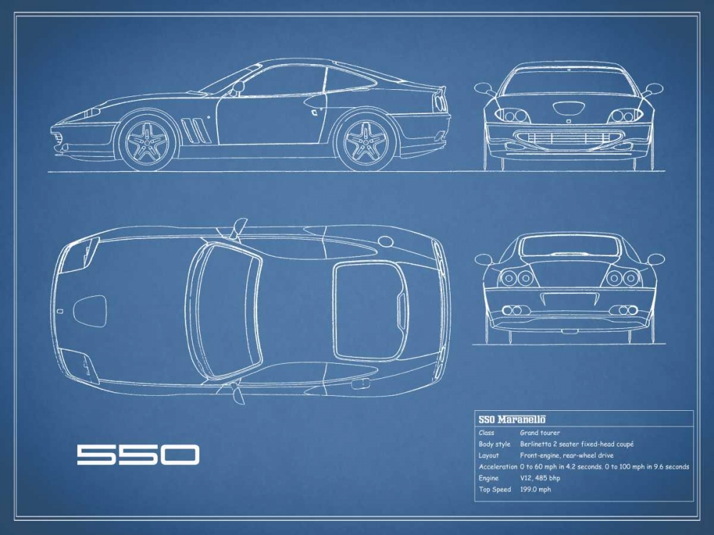 Ferrari 550-Blue art print by Mark Rogan for $57.95 CAD