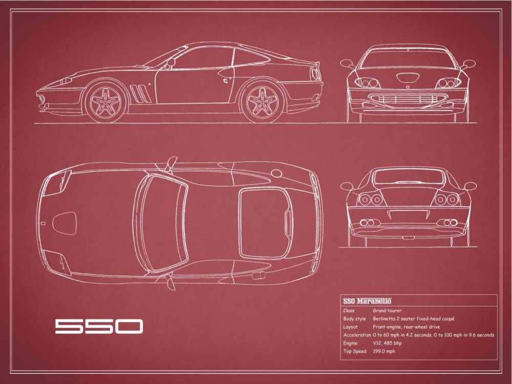 Ferrari 550-Maroon art print by Mark Rogan for $57.95 CAD