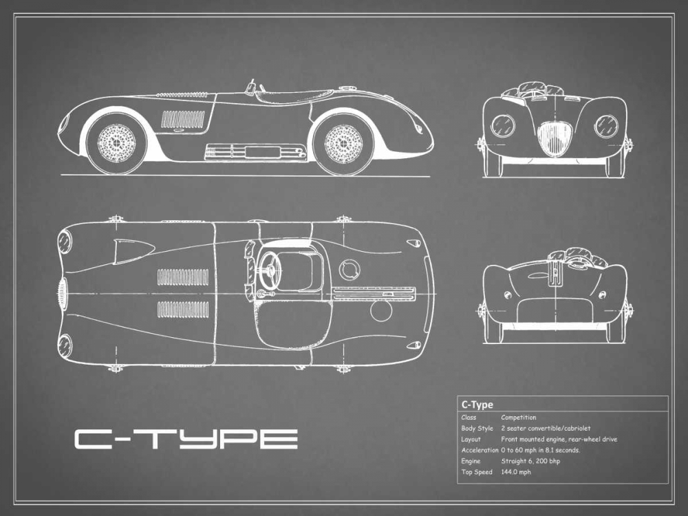 Jaguar C-Type-Grey art print by Mark Rogan for $57.95 CAD