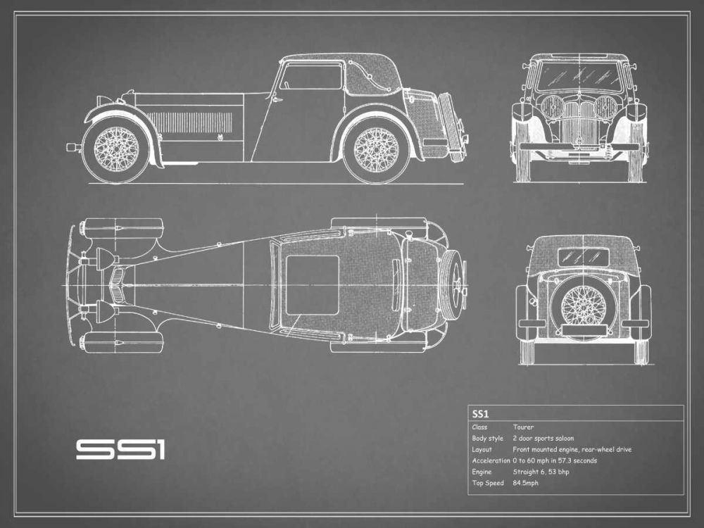 Jaguar SS1-Grey art print by Mark Rogan for $57.95 CAD