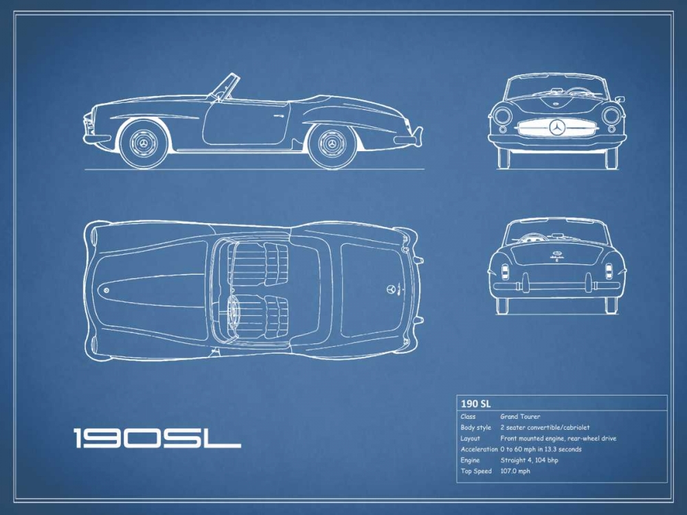 Mercedes 190-SL-Blue art print by Mark Rogan for $57.95 CAD