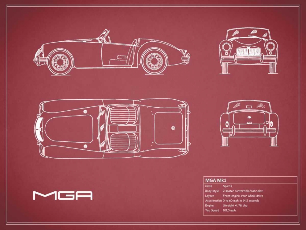 MGB-Maroon art print by Mark Rogan for $57.95 CAD