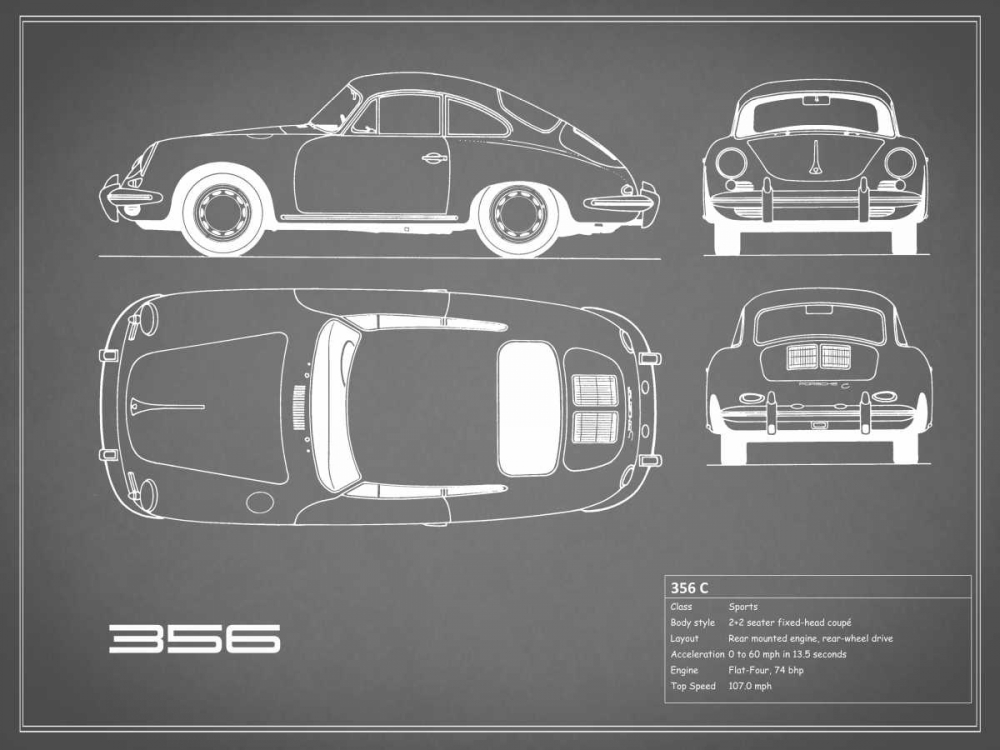 Porsche 356C-Grey art print by Mark Rogan for $57.95 CAD