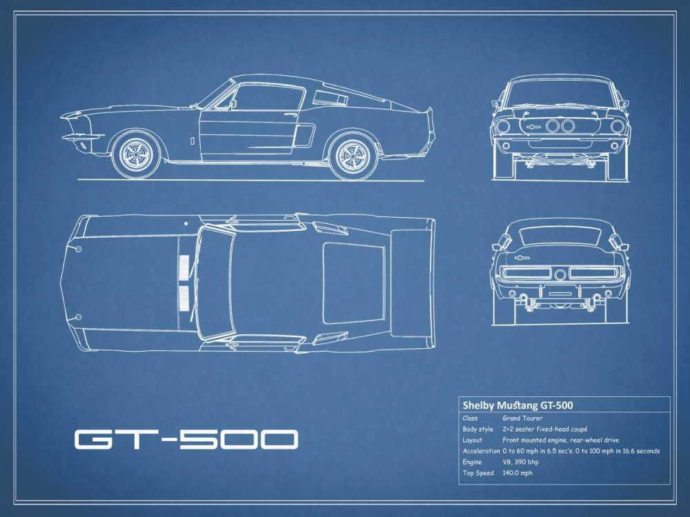 Shelby Mustang GT500-Blue art print by Mark Rogan for $57.95 CAD