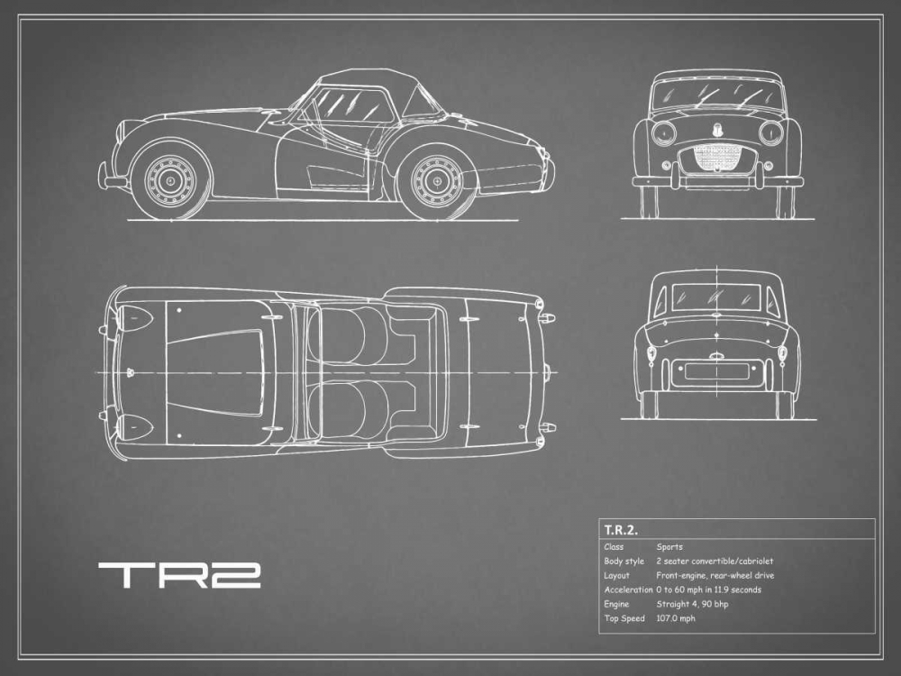 Triumph TR2-Grey art print by Mark Rogan for $57.95 CAD