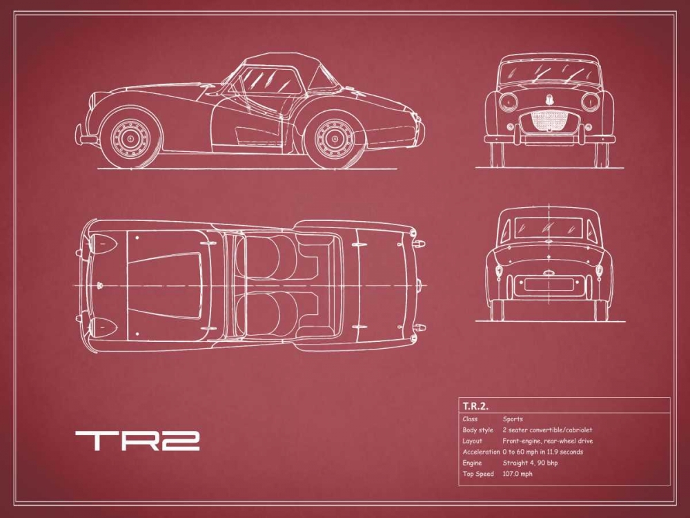 Triumph TR2-Maroon art print by Mark Rogan for $57.95 CAD