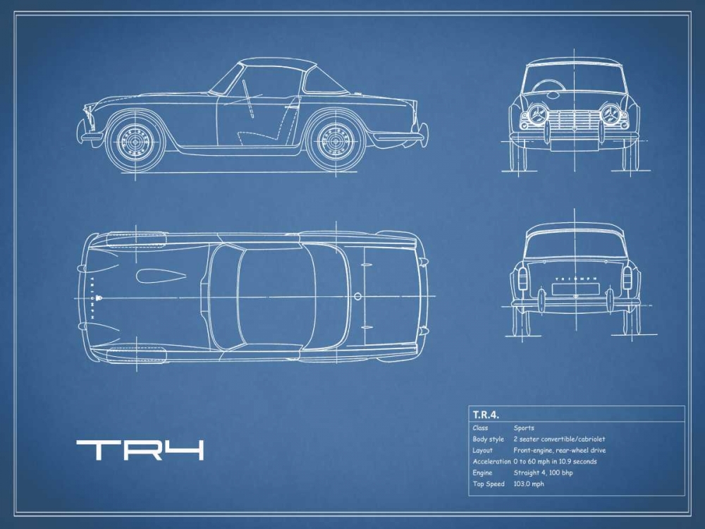 Triumph TR4-Blue art print by Mark Rogan for $57.95 CAD