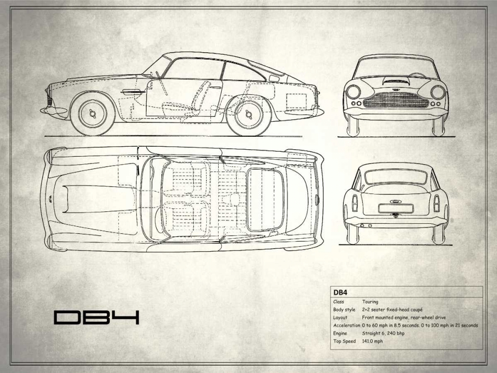 Aston DB4 White art print by Mark Rogan for $57.95 CAD