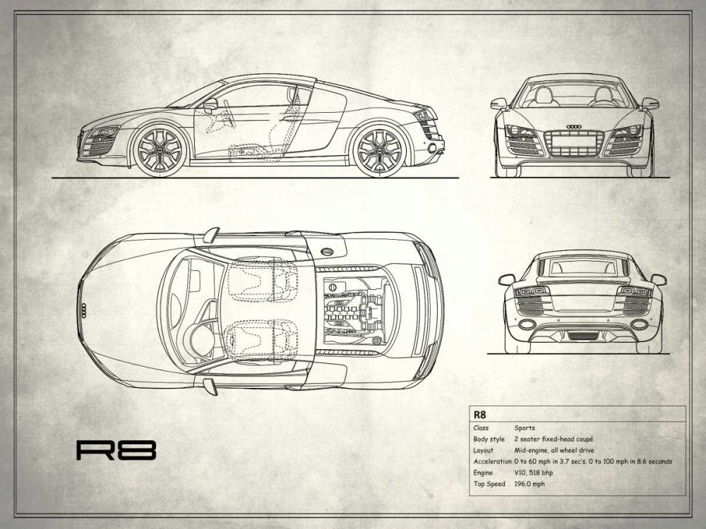 Audi R8 V10 White art print by Mark Rogan for $57.95 CAD