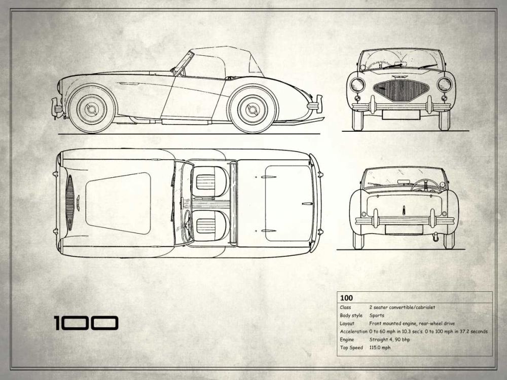 Austin-Healey 100 White art print by Mark Rogan for $57.95 CAD