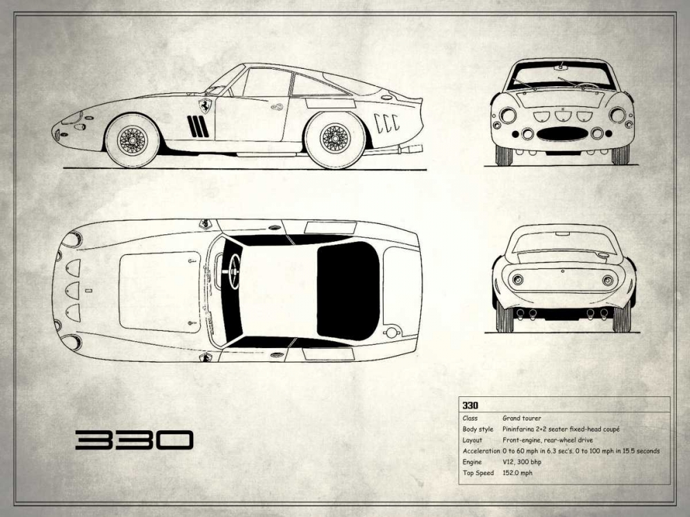 Ferrari 330 White art print by Mark Rogan for $57.95 CAD