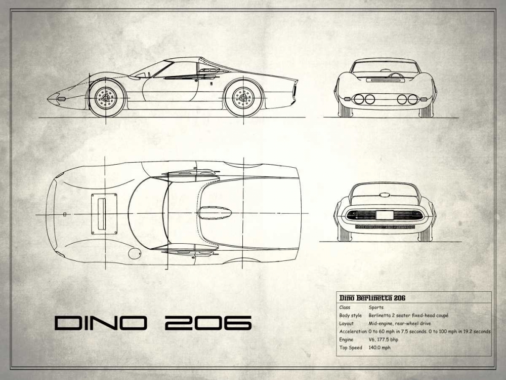 Ferrari Dino206 1965 White art print by Mark Rogan for $57.95 CAD