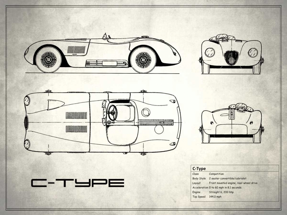 Jaguar C-Type White art print by Mark Rogan for $57.95 CAD