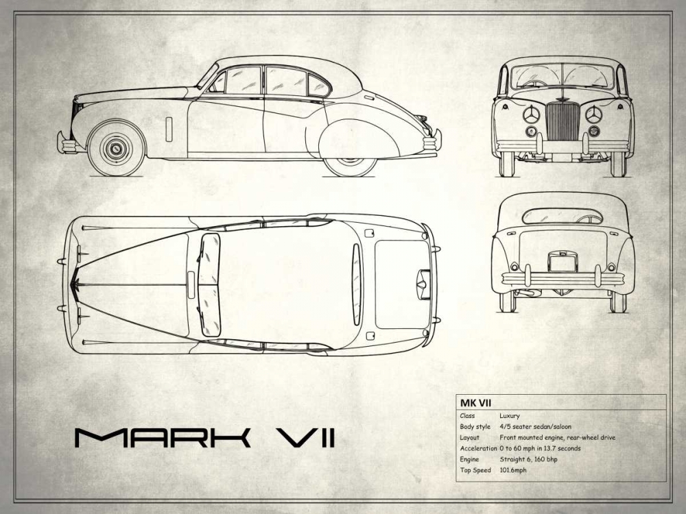 Jaguar Mk VII White art print by Mark Rogan for $57.95 CAD