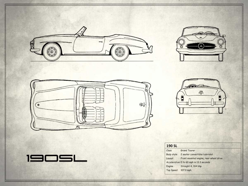 Mercedes 190-SL White art print by Mark Rogan for $57.95 CAD