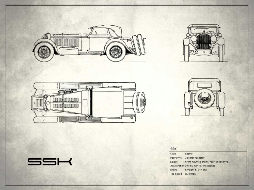Mercedes SSK White art print by Mark Rogan for $57.95 CAD