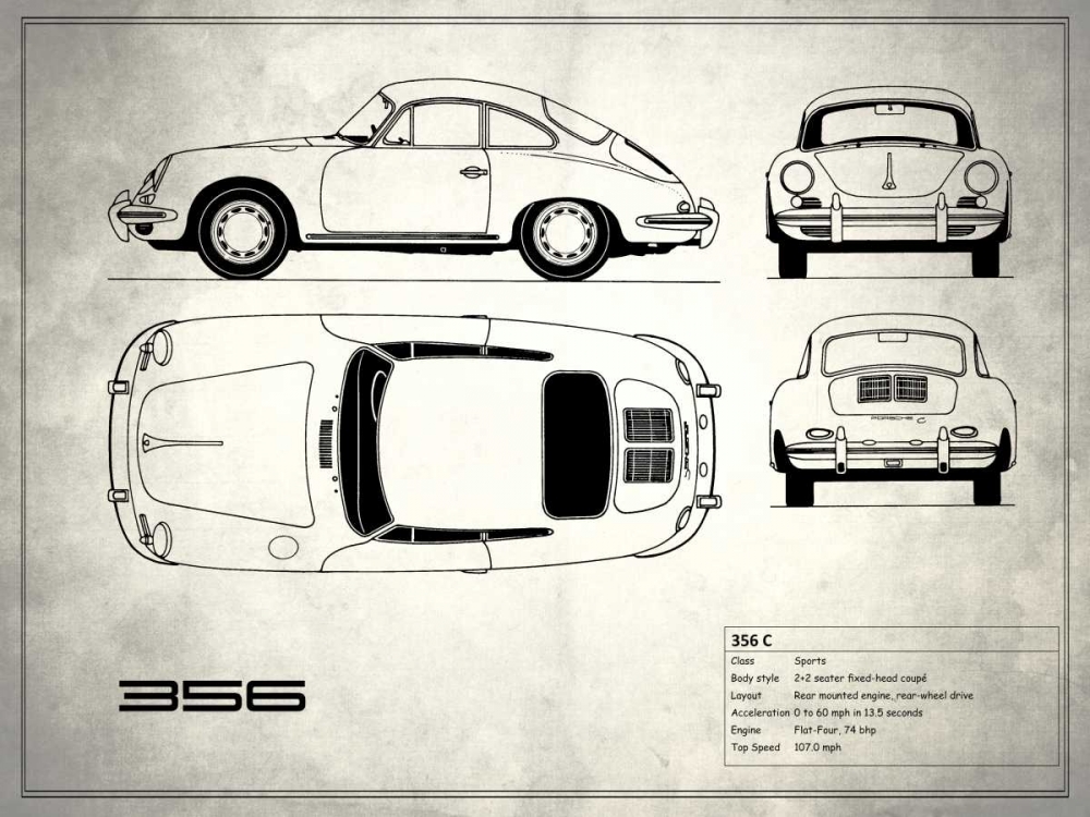 Porsche 356C White art print by Mark Rogan for $57.95 CAD