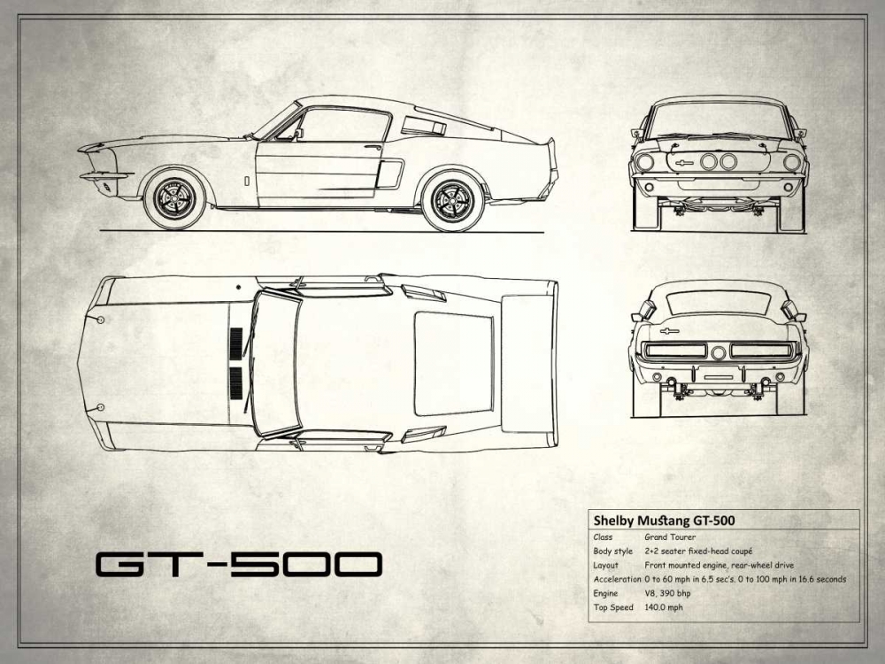 Shelby Mustang GT500 White art print by Mark Rogan for $57.95 CAD