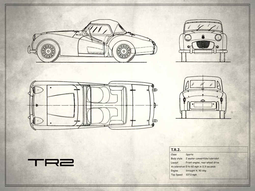 Triumph TR2 White art print by Mark Rogan for $57.95 CAD