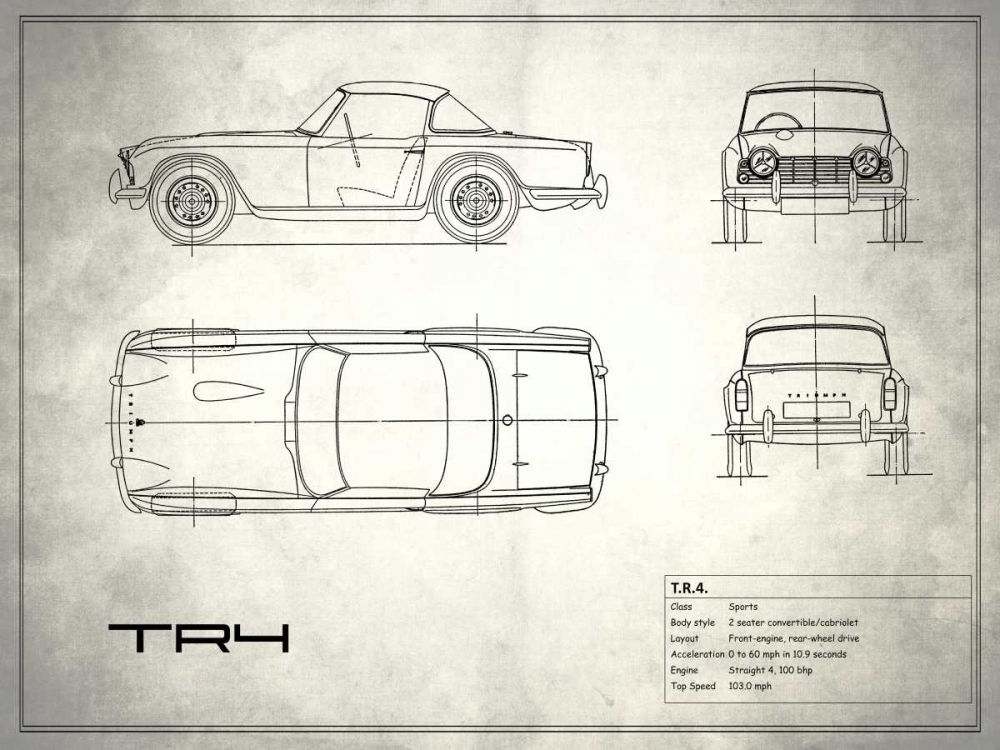 Triumph TR4 White art print by Mark Rogan for $57.95 CAD
