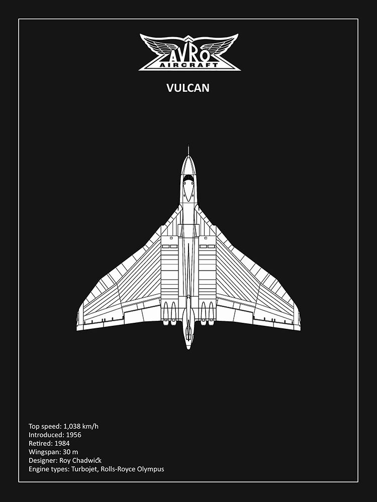 BP Avro Vulcan Black art print by Mark Rogan for $57.95 CAD