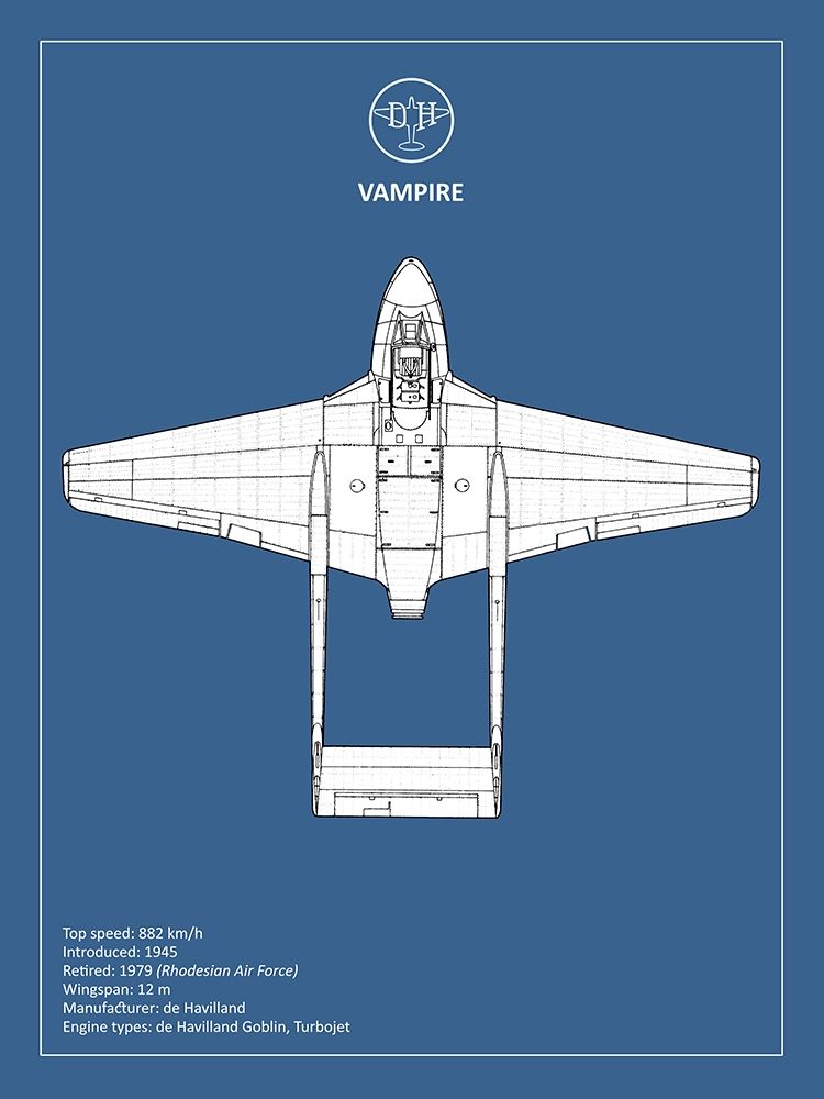 BP de-Havilland Vampire art print by Mark Rogan for $57.95 CAD