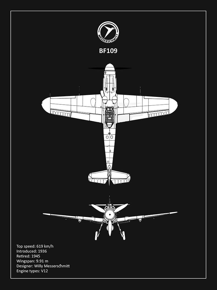 BP Messerschmitt ME 109 Black art print by Mark Rogan for $57.95 CAD