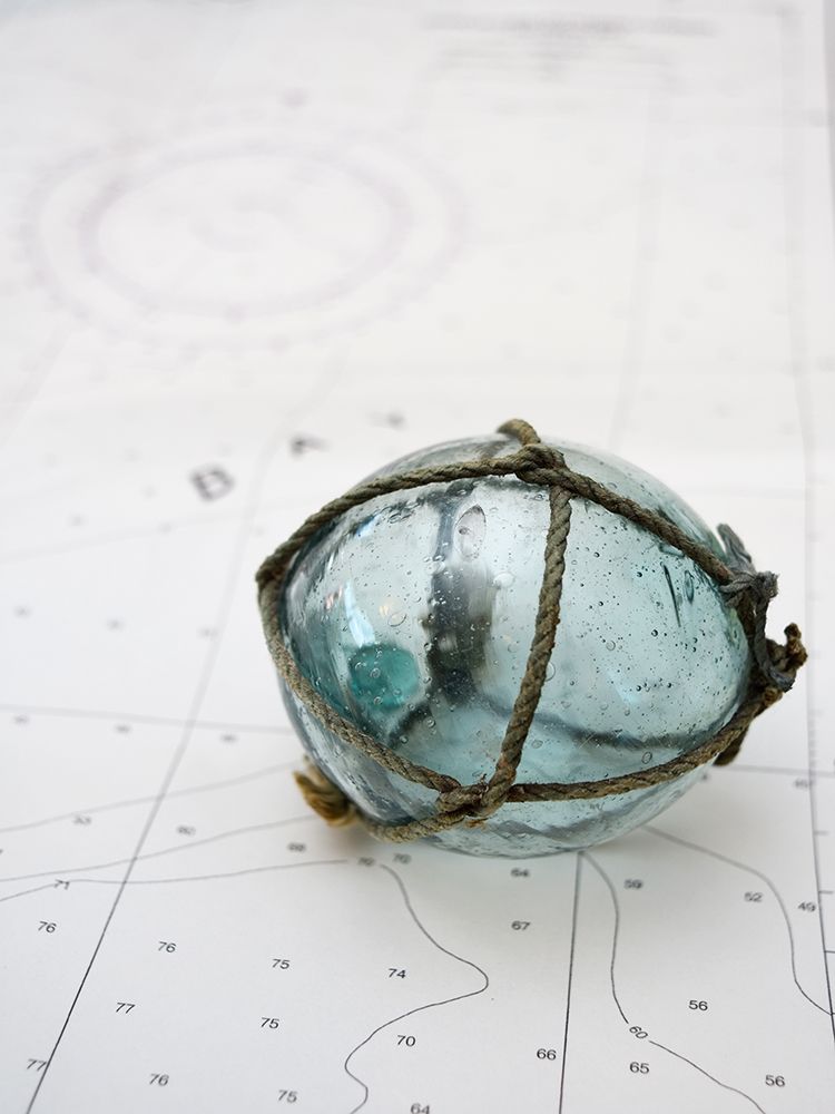 Glass fishing float on chart art print by Savanah Plank for $57.95 CAD