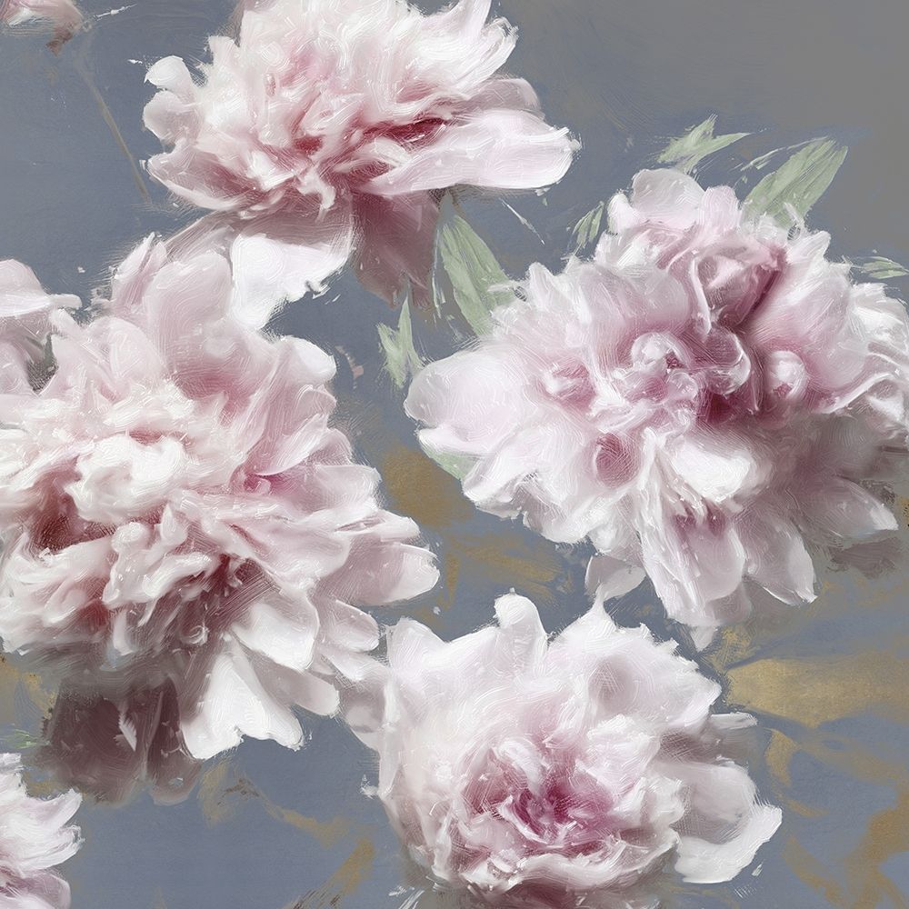Peonies on Gray and Gold I art print by Shawna Sullivan for $57.95 CAD