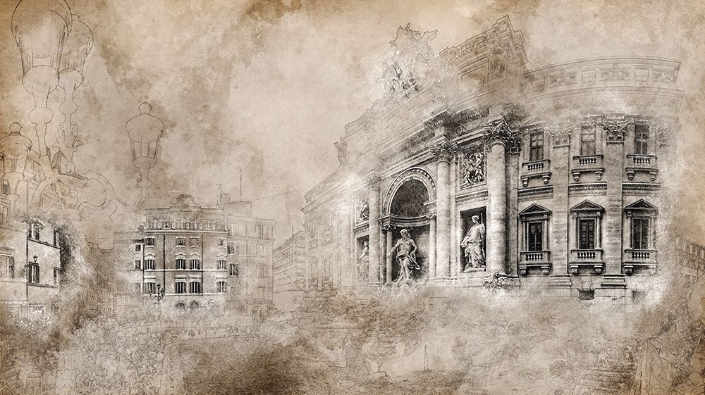 Vintage Fountain of Trevi art print by Ronald Bolokofsky for $57.95 CAD