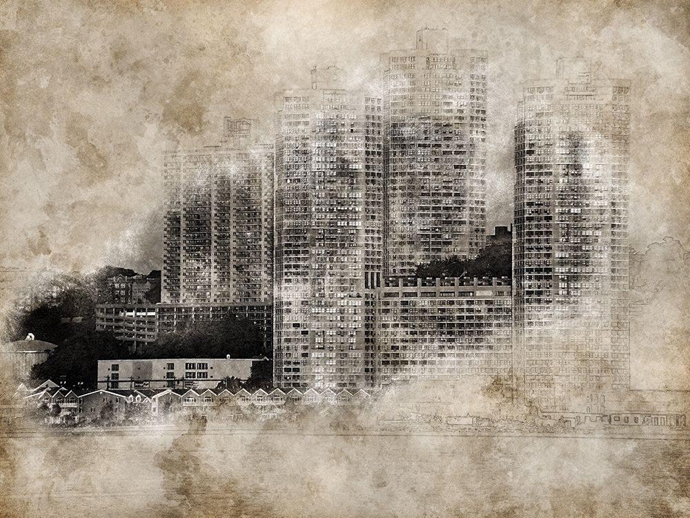 Vintage Skyline art print by Ronald Bolokofsky for $57.95 CAD