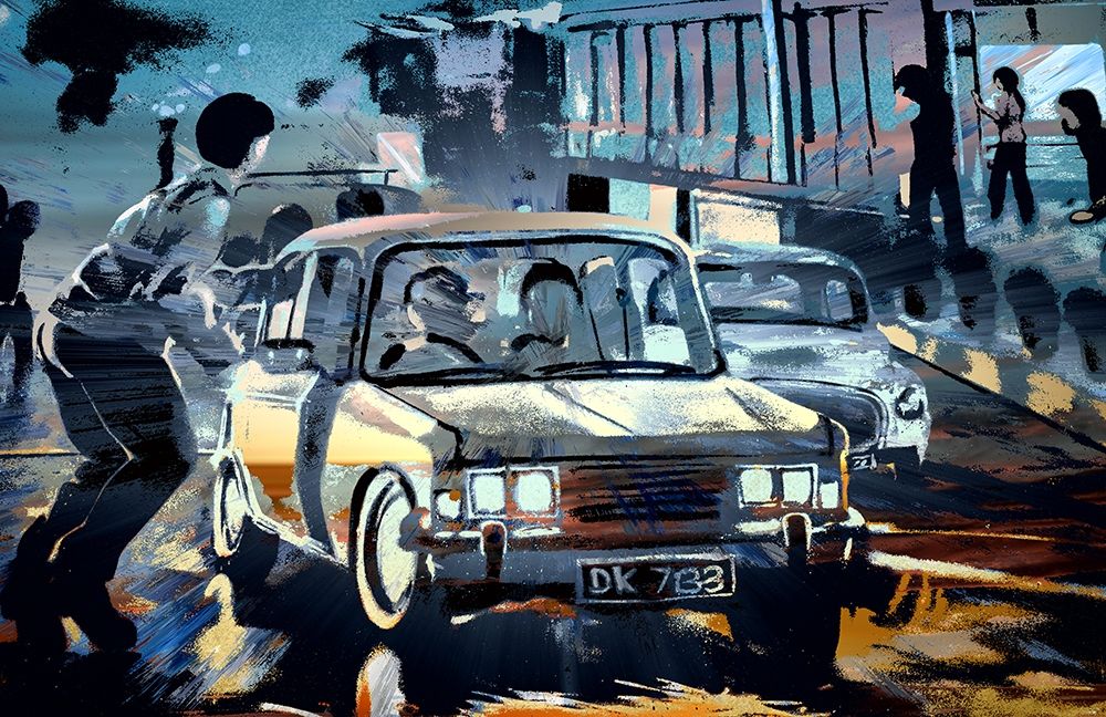 Evening Traffic art print by Ronald Bolokofsky for $57.95 CAD