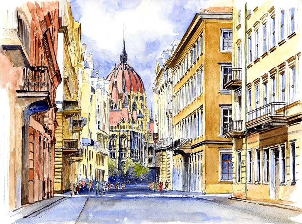 Budapest Street art print by Ronald Bolokofsky for $57.95 CAD