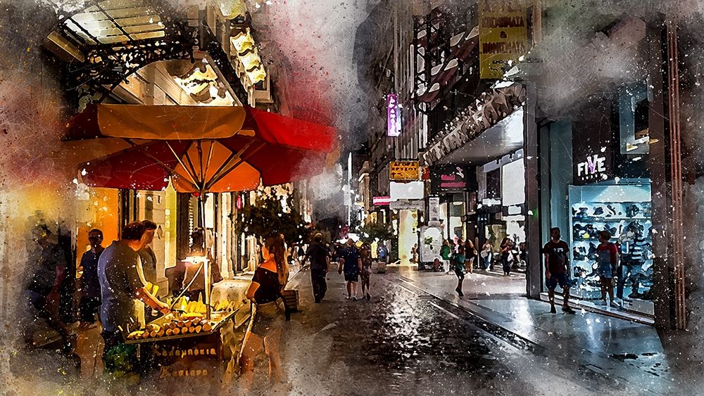 Night Shopping art print by Ronald Bolokofsky for $57.95 CAD