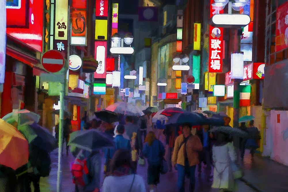 Rainy Night In Tokyo art print by Ronald Bolokofsky for $57.95 CAD