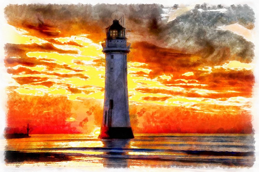 Lighthouse At Sunset III art print by Ronald Bolokofsky for $57.95 CAD