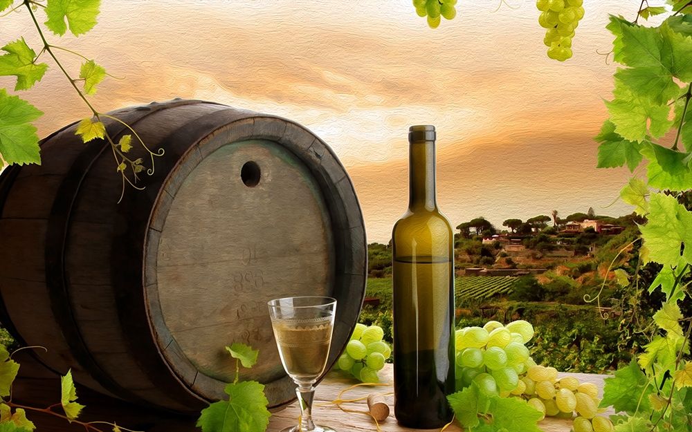 Tuscan Grapes and Wine art print by Ronald Bolokofsky for $57.95 CAD
