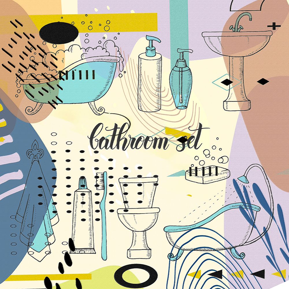Bathroom Set art print by Ronald Bolokofsky for $57.95 CAD