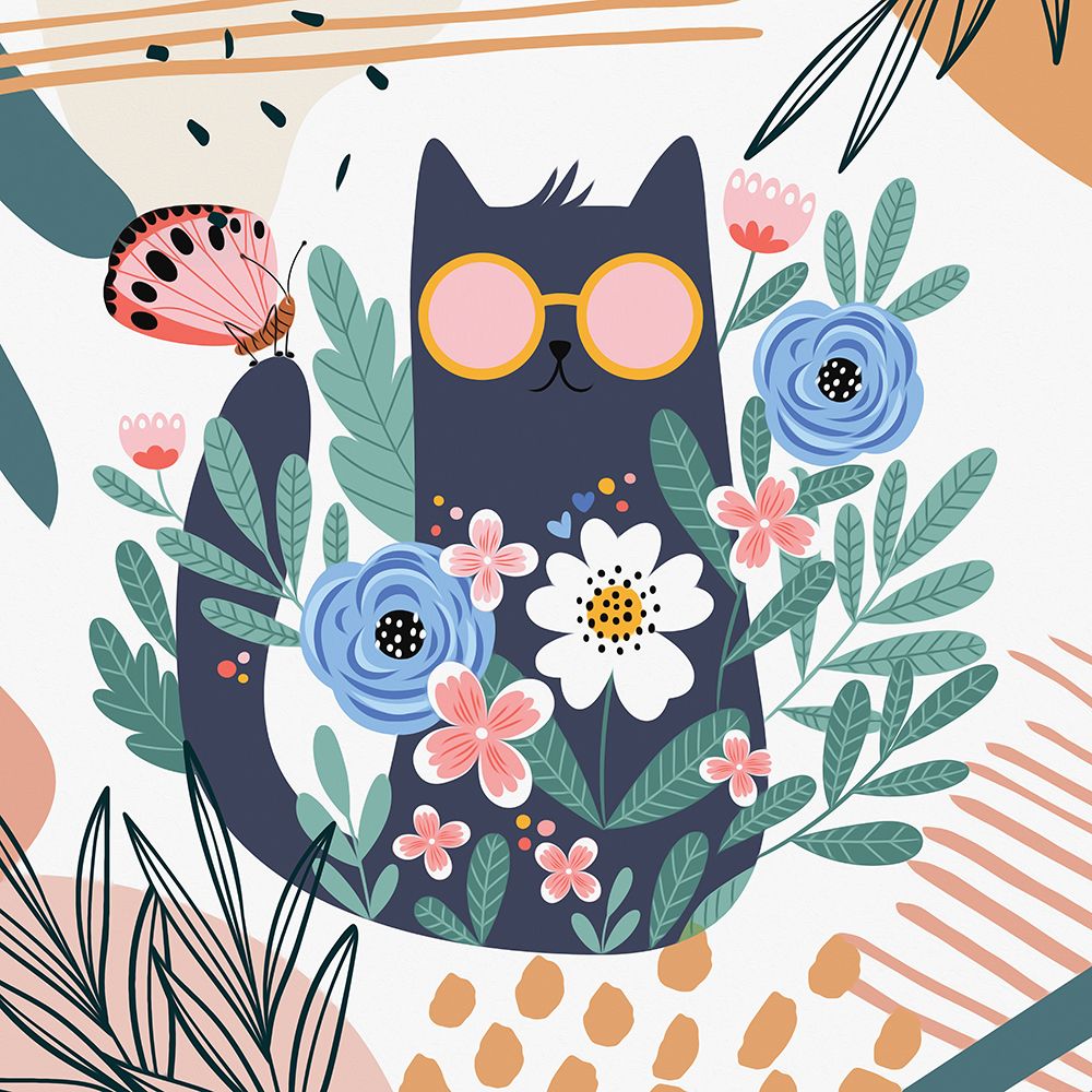 Boho Cat 553 art print by Ronald Bolokofsky for $57.95 CAD