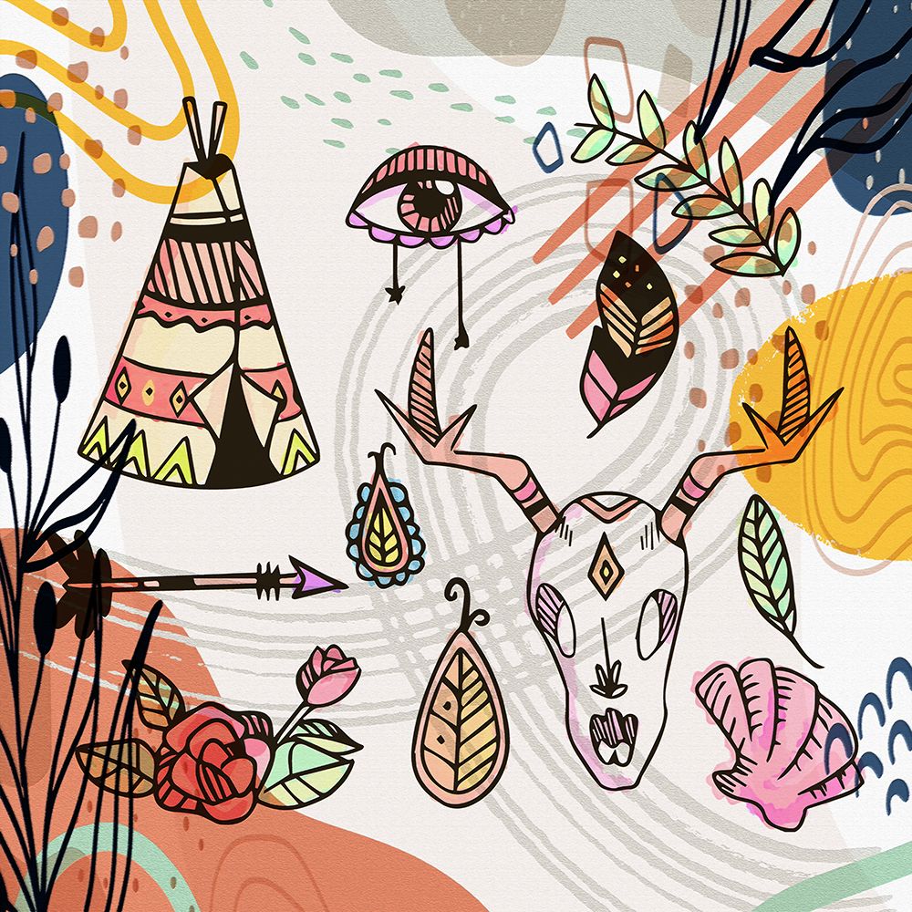 Boho Elements Collage 256 art print by Ronald Bolokofsky for $57.95 CAD