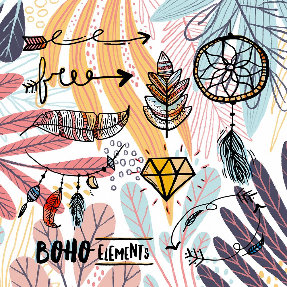 Boho Elements Collage 785 art print by Ronald Bolokofsky for $57.95 CAD