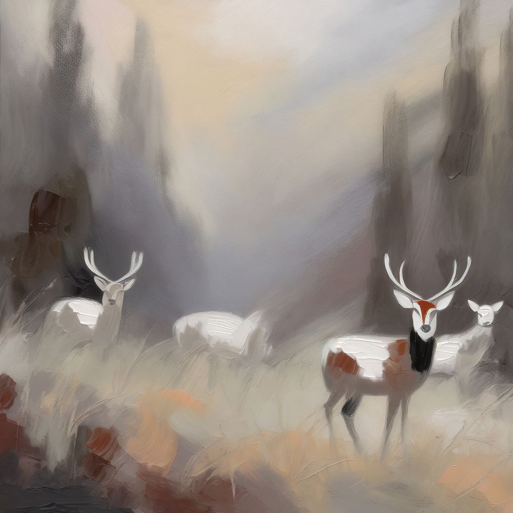 Deer in the Mist art print by Ronald Bolokofsky for $57.95 CAD