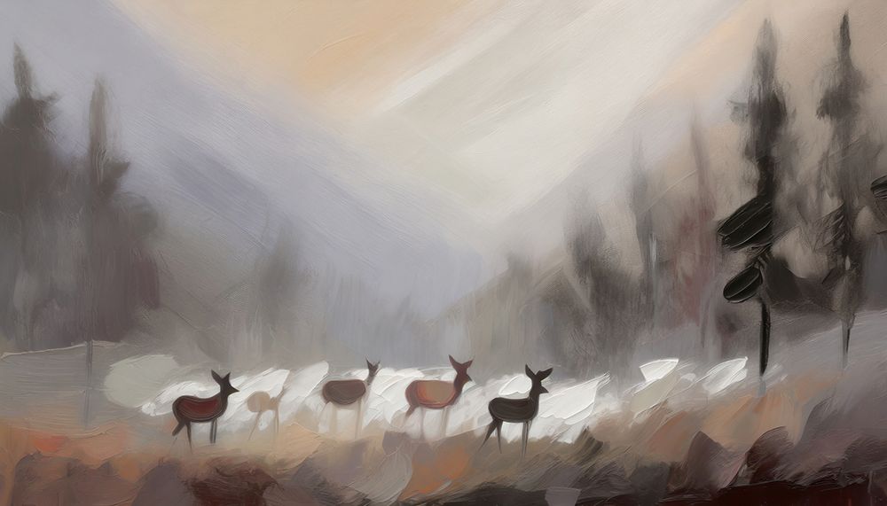 Deer in Motion art print by Ronald Bolokofsky for $57.95 CAD