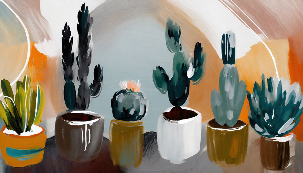 Cacti in Cubism art print by Ronald Bolokofsky for $57.95 CAD