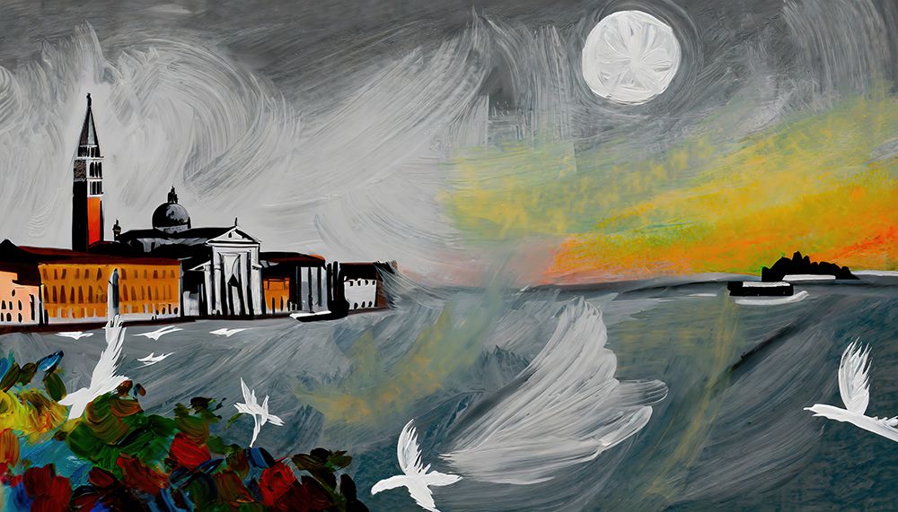 Sinking Sun and Rising Moon art print by Ronald Bolokofsky for $57.95 CAD