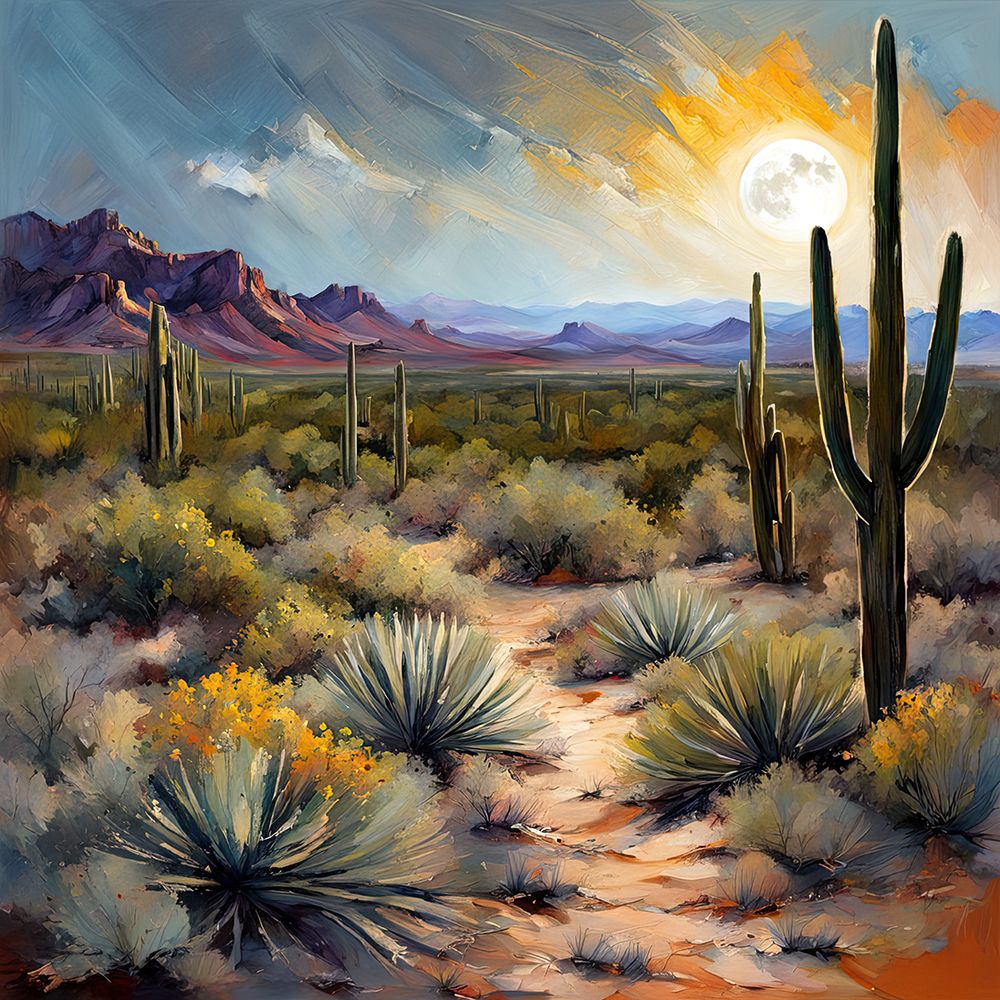 Cactus Moonlight art print by Ronald Bolokofsky for $57.95 CAD