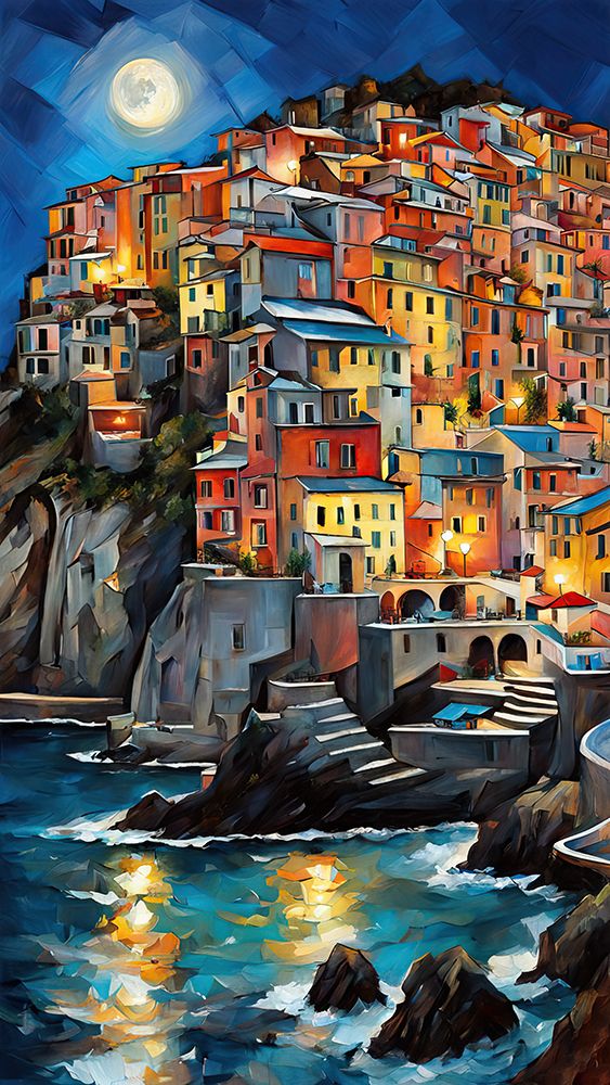 Colorful Manarola Village art print by Ronald Bolokofsky for $57.95 CAD