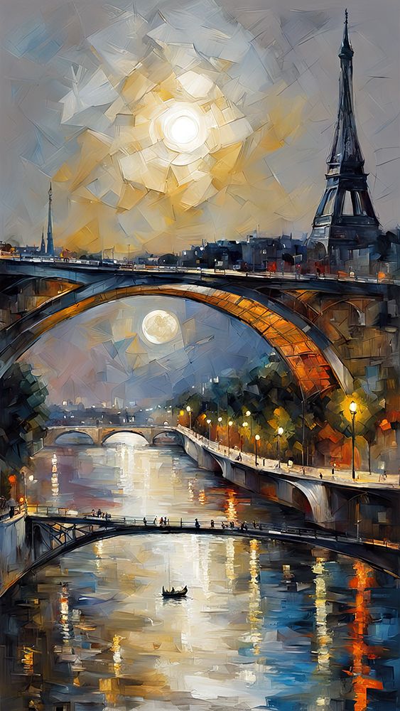 Full Moon Over Bridge art print by Ronald Bolokofsky for $57.95 CAD